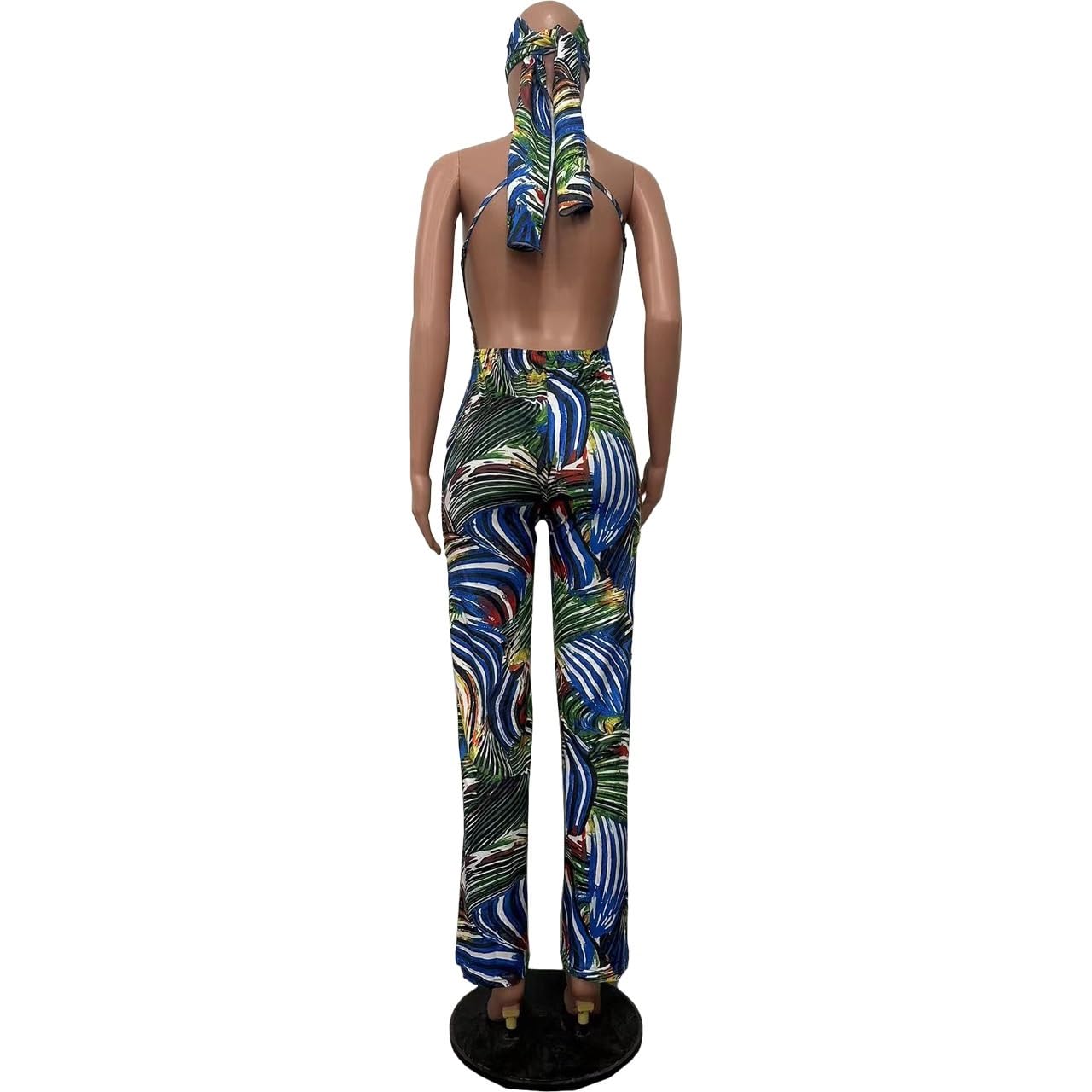 2023 Tute da Donna Sexy con Cinturino per Spaghetti Jumpsuits alla Moda con Stampa Geometrica Playsuits Aderenti con La Fascia