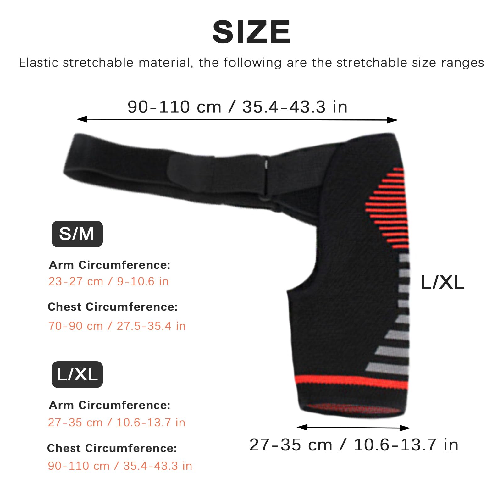 Jorun Tutore per spalla per uomini e donne, manica a compressione regolabile per alleviare dolori, lussazioni articolari, lesioni (rosso, S/M)