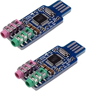 JUATIE 2Pcs CM108 USB Sound Card Module Free Driver for Laptop Computer External Sound Card Board with 3.5mm Microphone
