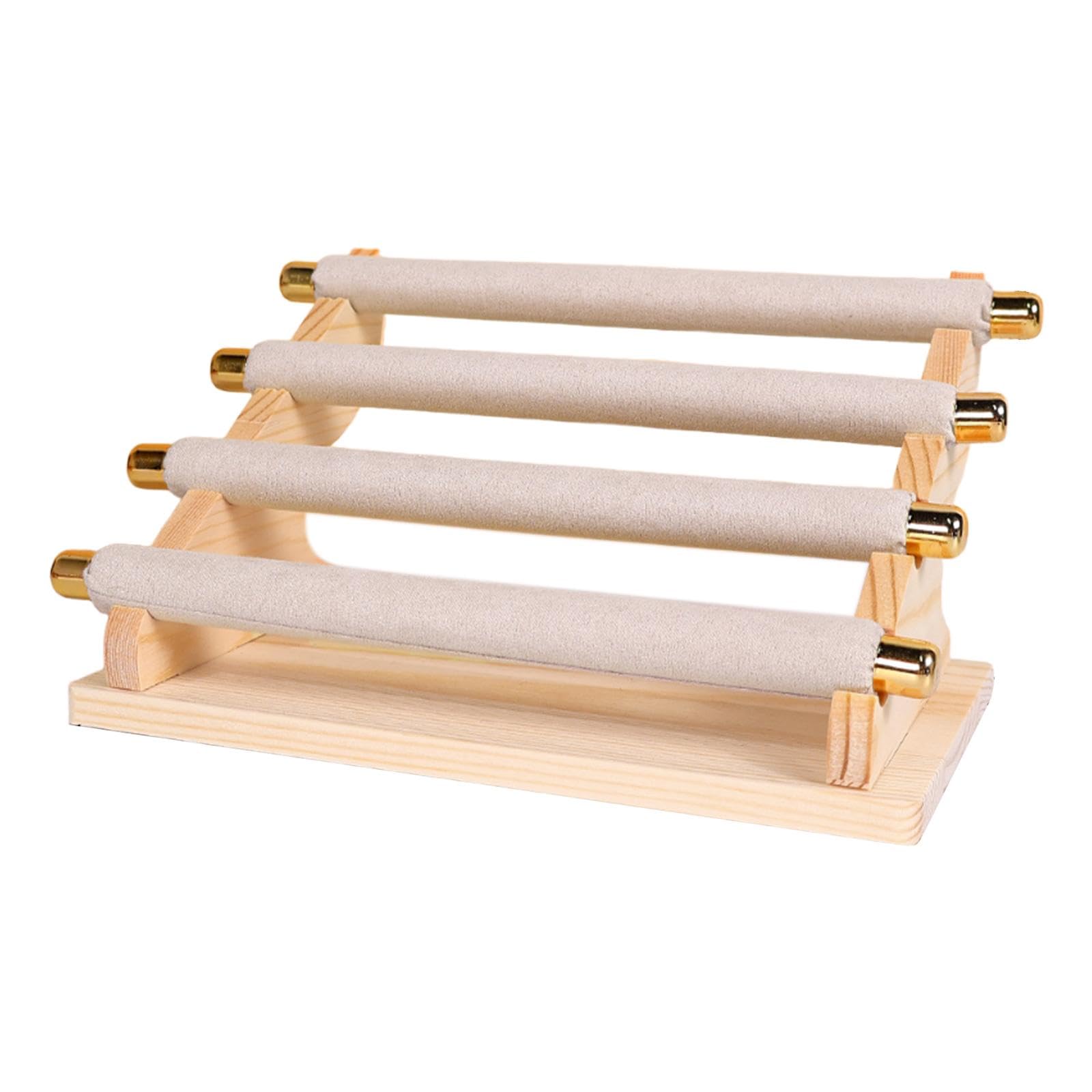 Wooden Base Jewelry Stand for Organizing Bangles And Timepieces, 4 Tier