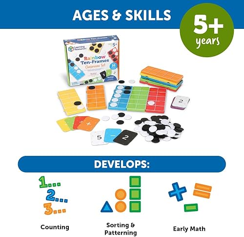 Miniatura 5 de Learning Resources Juego de aula de diez marcos de arco iris, suministros escolares para profesores, recursos para profesores, mayores de 5 años,
