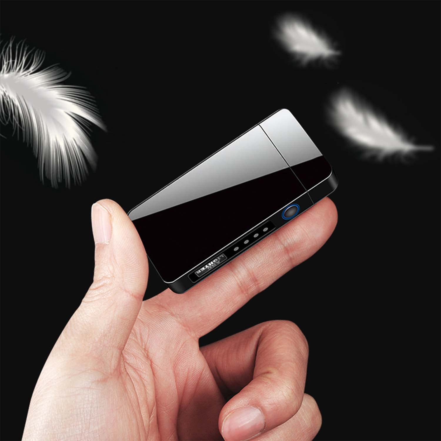 Lot de 5 Briquet à Double Arc USB Rechargeable Coupe-Vent Allumage Électrique avec Puissance D'affichage à LED pour Clients Amis