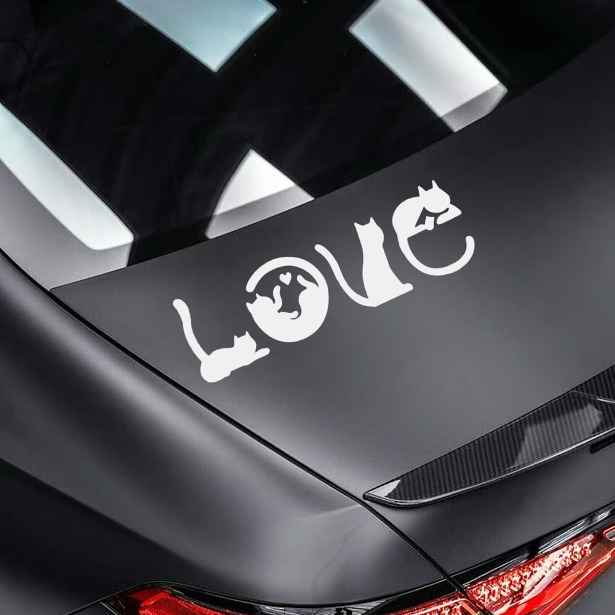YoRise Cat Car Stickers Waterproof Vinyl Automotive Decals with English Love UV Resistant Bumper Stickers Cute Car Accessories
