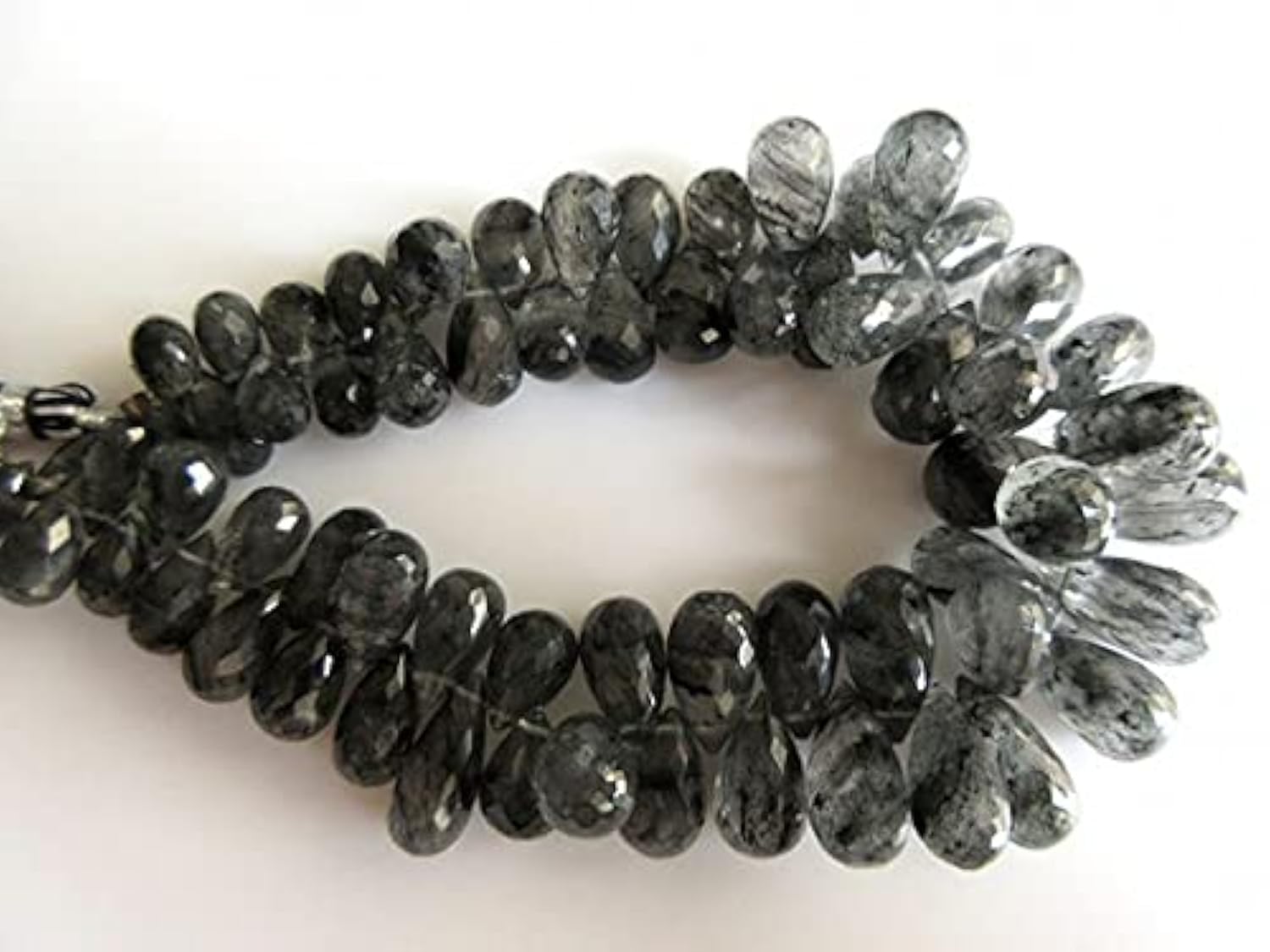 Quartz rutilé noir briolette LKBEADS grosses larmes 4 pouces