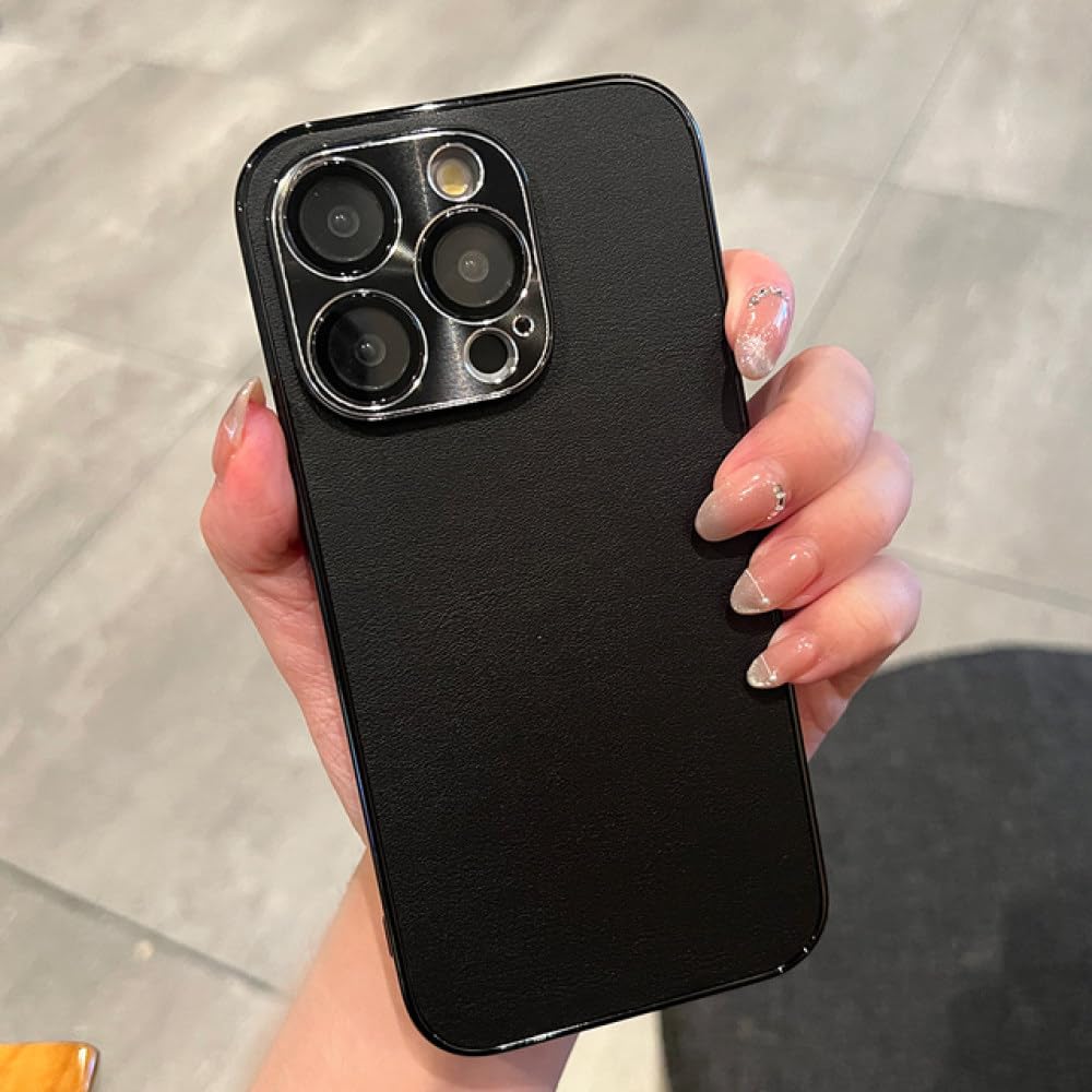 Étui en cuir de luxe pour iPhone 13 Pro Max avec protection caméra chic noir - 7