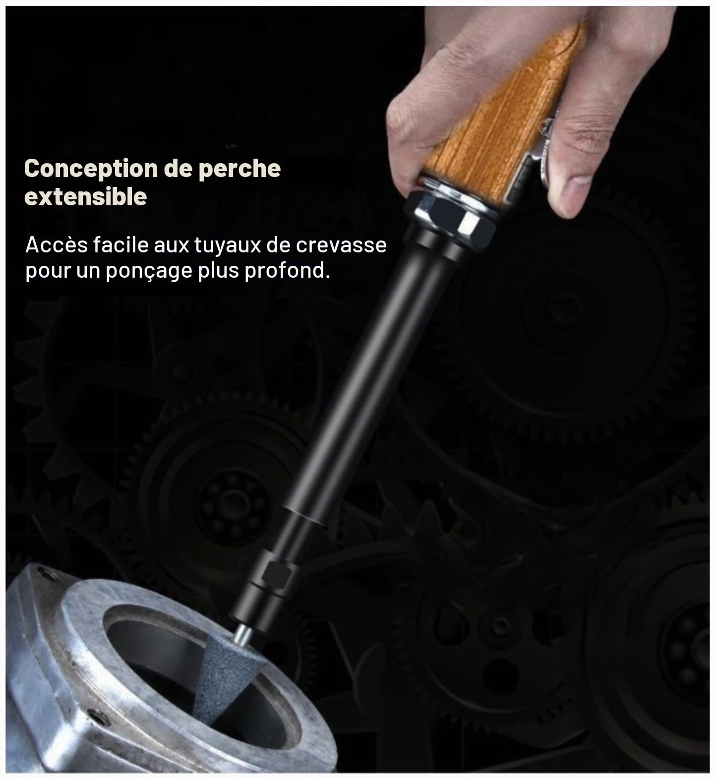 Ponceuse droite à air comprimé longue, ponceuse à air comprimé avec deux mandrins (1/4" et 1/8"), vitesse de rotation à vide : 25 000 tr/min, or