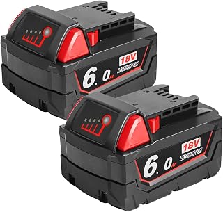 QUPERR 2 Pack 18V 6000mAh Lithium-Ion Replacement Battery for Milwaukee M18, High-Capacity Compatible with Milwaukee 18V Cordless Power Tools 48-11-1840, 48-11-1828, 48-11-1820, 48-11-1815