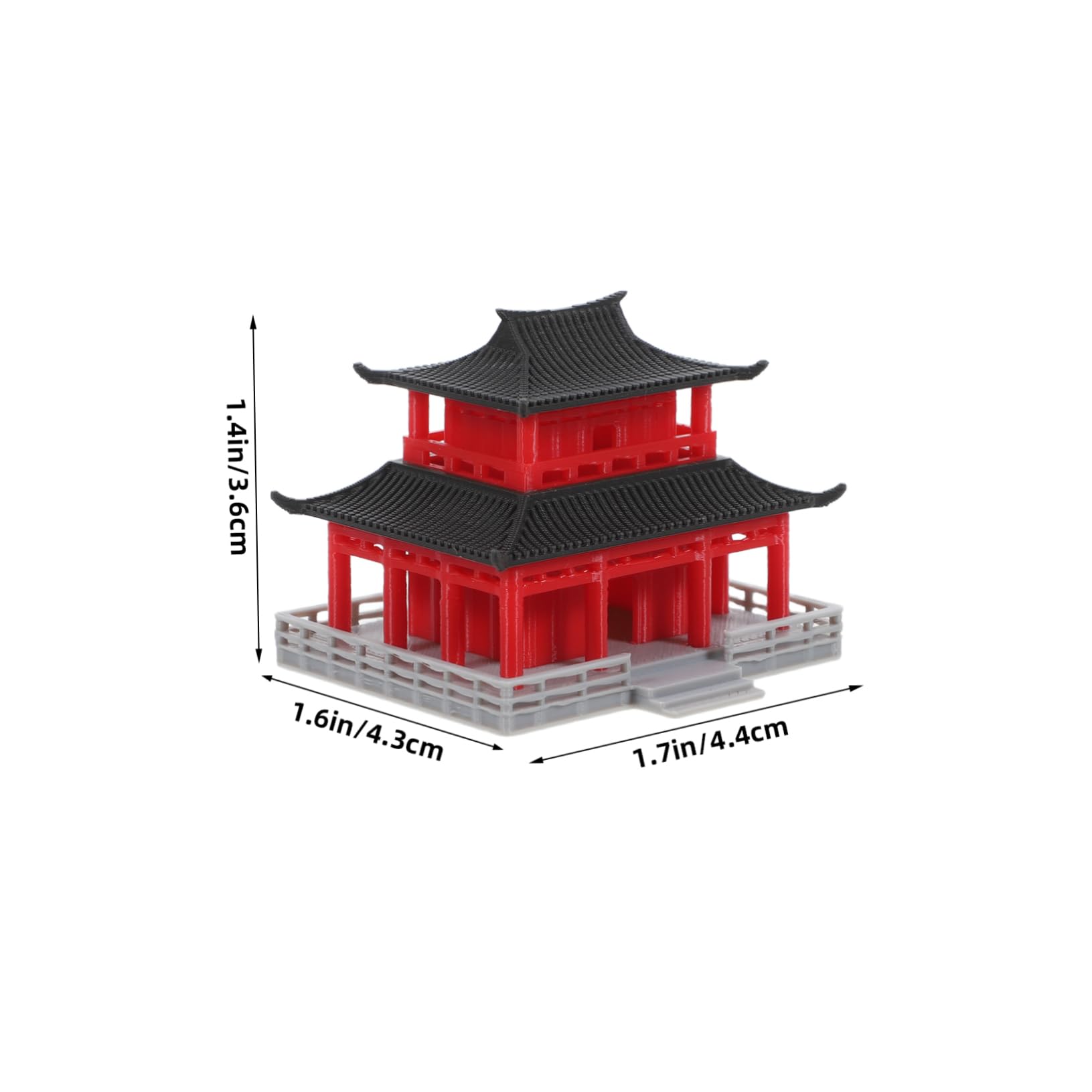 YARNOW di edificio antico Statua miniatura Padiglione cinese villaggio in miniatura acquario cinese grandi decorazioni per acquari Mini statua Plastica di acido polilattico rosso