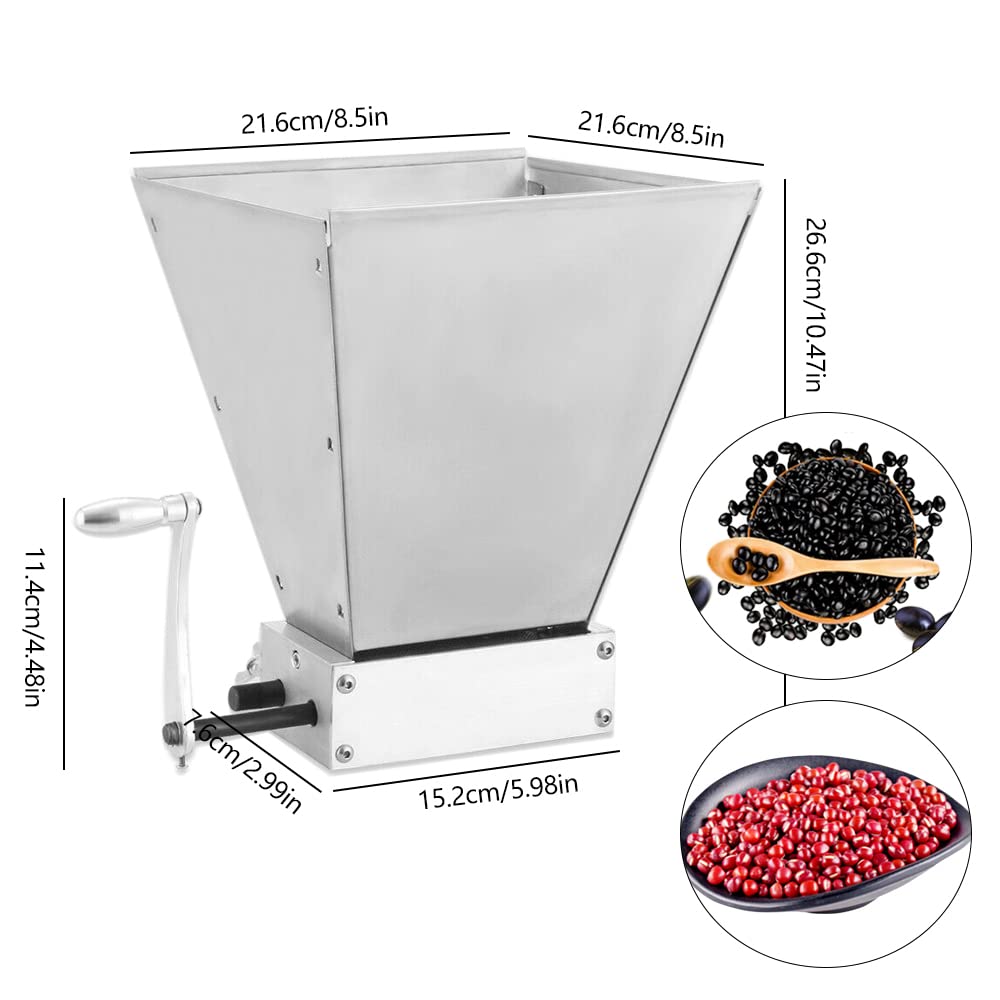 4L Malzmühle Grinder, Manuelle Verstellbare Getreidemühle, Barley Mais Schrotmühle, Manuelle Edelstahl Grainmühle, Grain Crusher Malt Mill für Brauen Gerste, Weizen, Malz, Reis, Trauben und Sesam