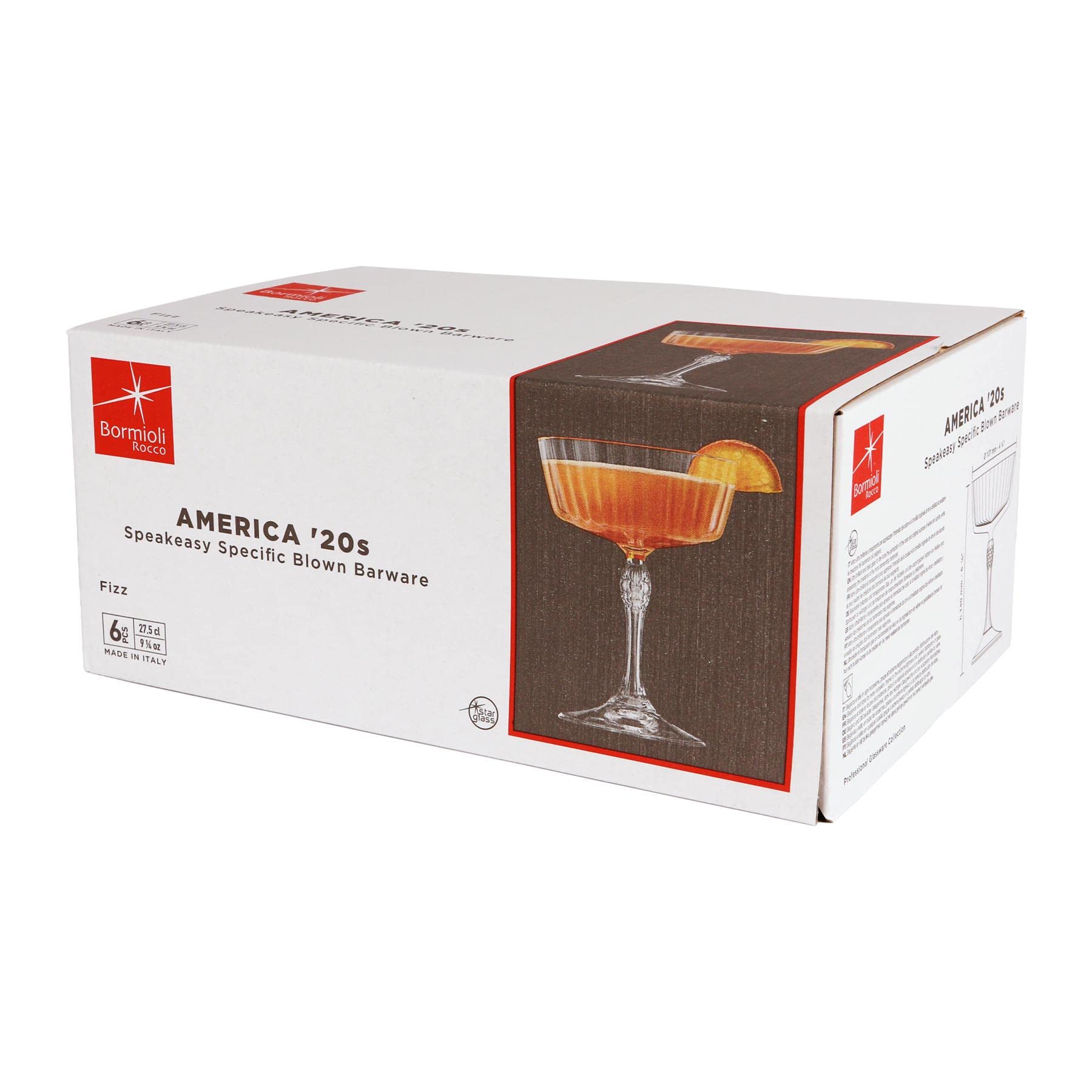 Bormioli Rocco America '20S Champagner -Cocktailuntertassen - 275ml - Klar - Pack Von 6
