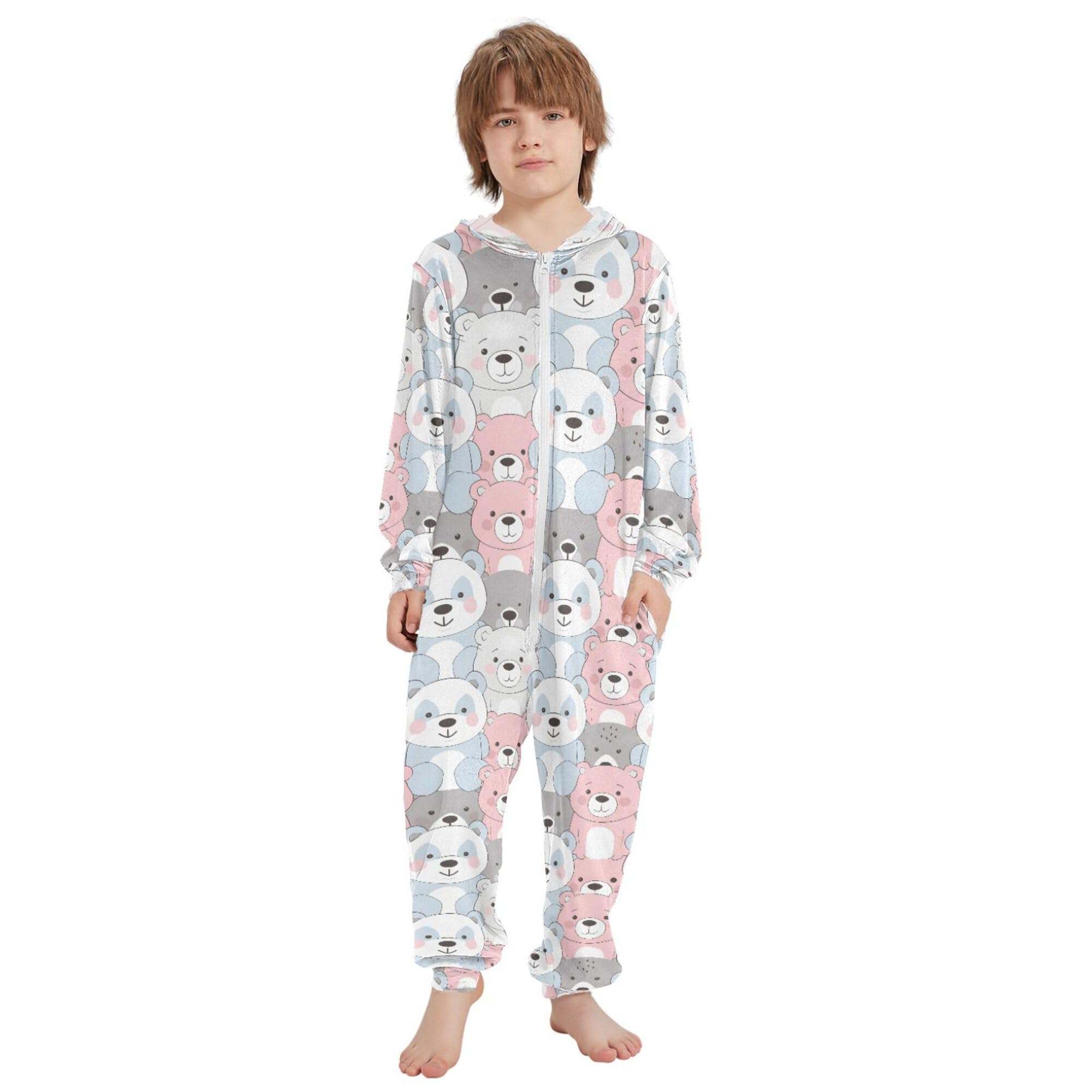 ALAZA Pigiama intero in flanella con cappuccio e cerniera, tuta coordinata per bambini con pollo, morbida e calda, abbigliamento sportivo per la casa, 5-6T