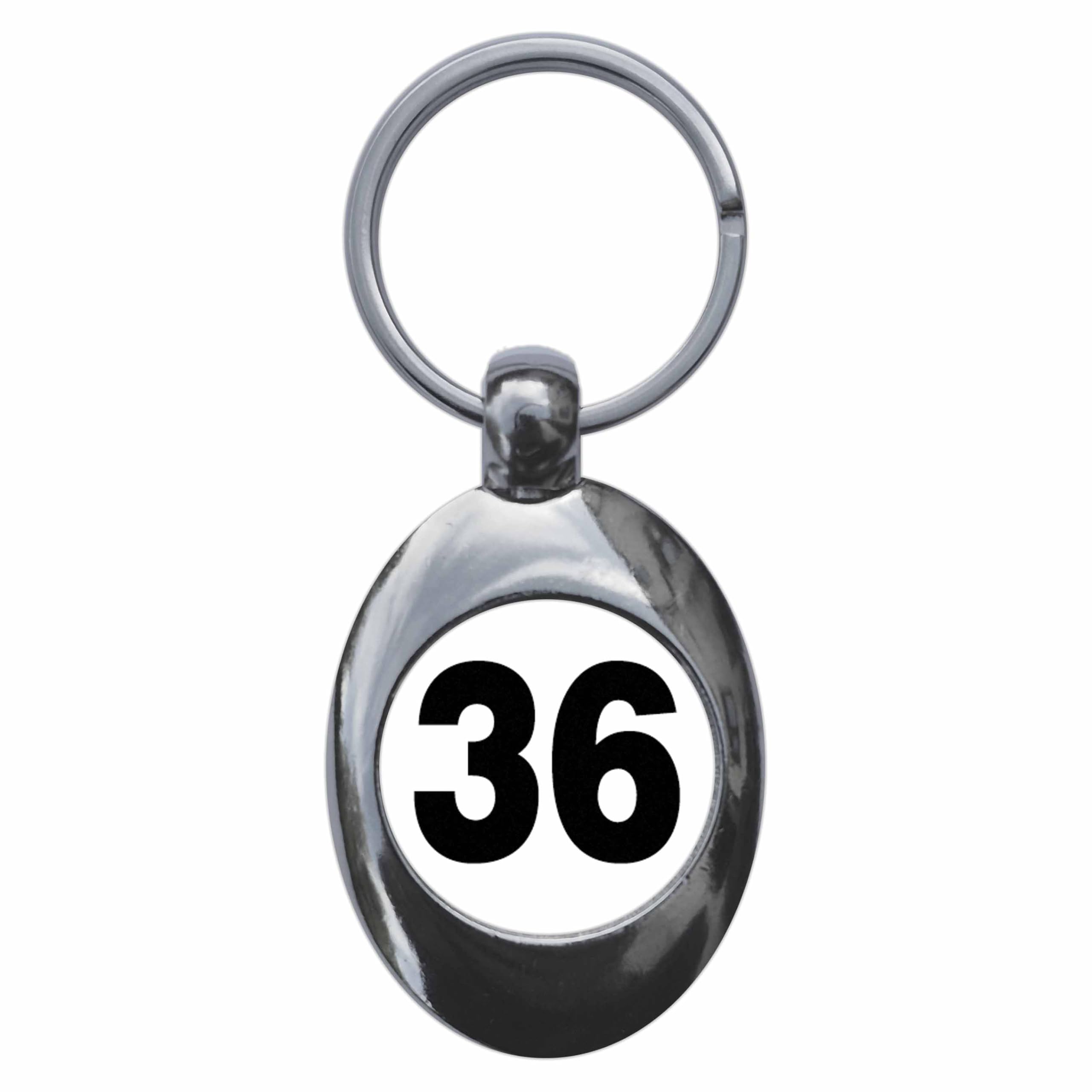 Ozorath Plain Number 36 Thirty Six Keyring Keychain Key Ring Chain With Trolley Coin