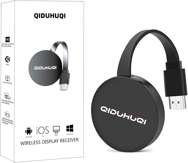 4K HDMI sans Fil, 2.4GHz Miracast HDMI Dongle,compatibles Android/iOS/i-Phone/i-Pad/Supporte Miracas