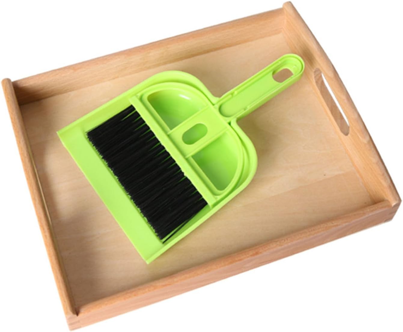 Mini Broom and Dustpan Set, Toddler Cleaning Toy with Mini Broom, Dustpan & Tray,Wooden Trays