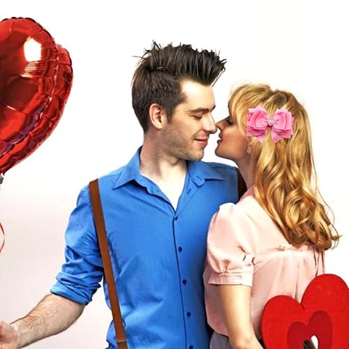 Miniatura 6 de Clip de lazo de corazón para el cabello, horquilla de cinta de amor rosa de San Valentín para niñas, doble capa, clip de corazón, lazo para el día