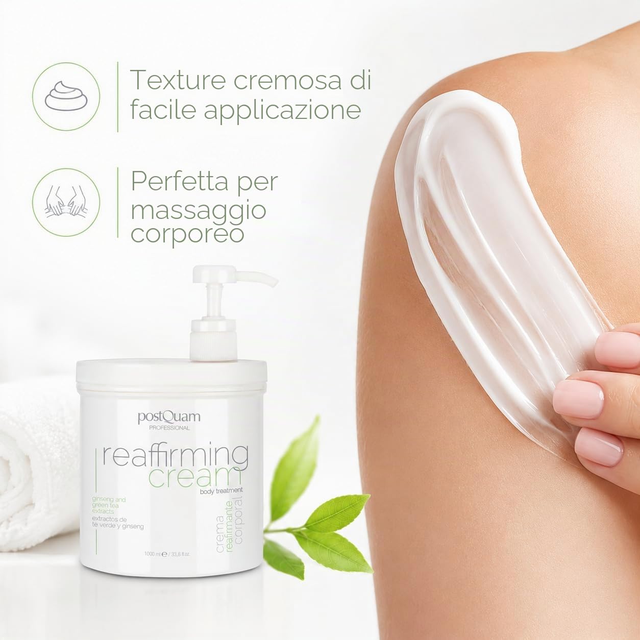 PostQuam Crema Rassodante Corpo Professionale 1000 ml – Trattamento Tonificante e Compattante per Pelle Più Soda ed Elastico