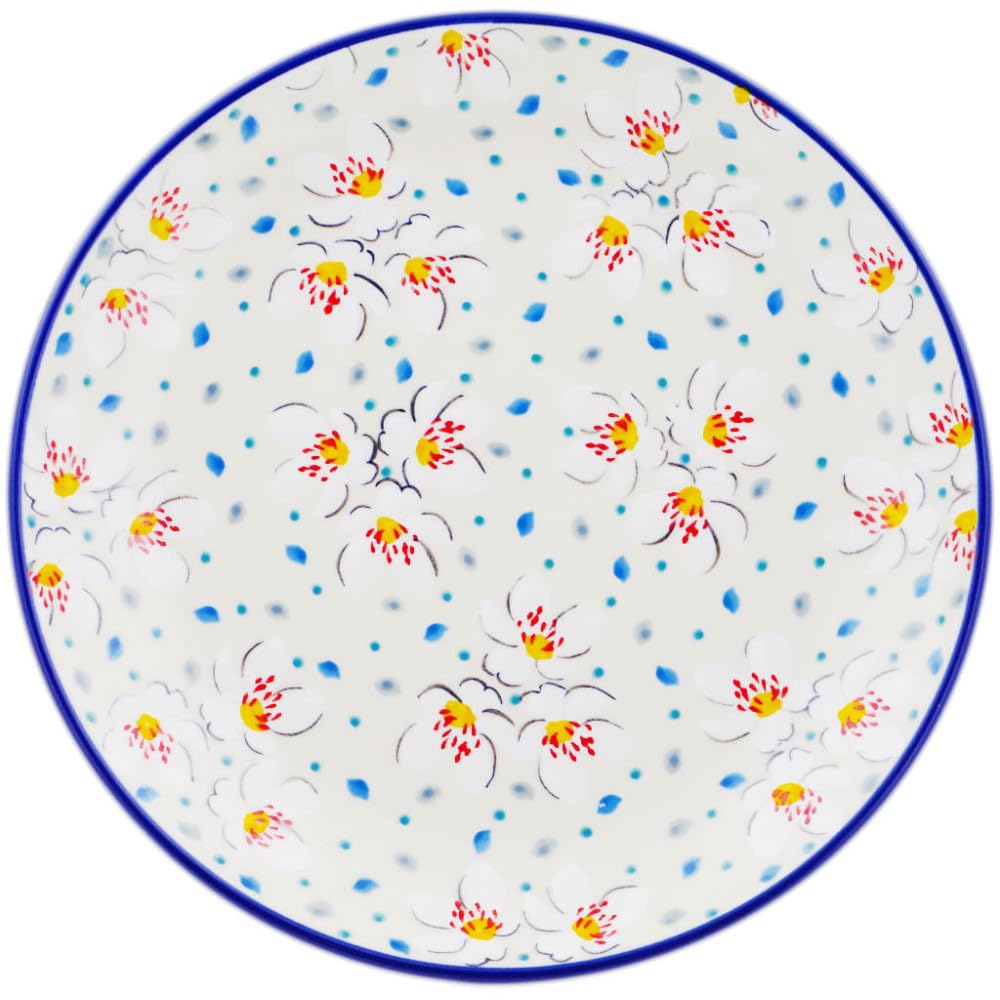 Authentic Polish Pottery Dessert Plate Signature UNIKAT in Heavenly Design Handmade in Boles?awiec Poland by Ceramika Artystyczna + Certificate of Authenticity