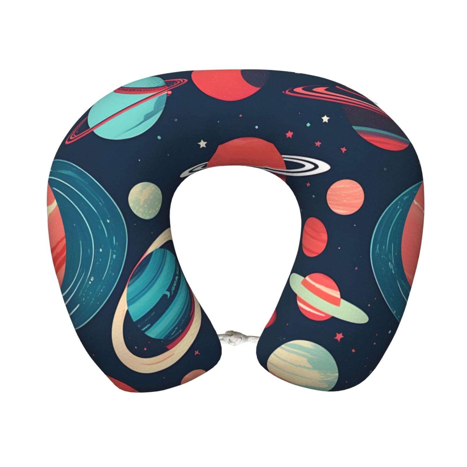 FSCEV Outer Space Planets Memory Foam Travel Pillow For Adults Basics Semicircular Neck Pillow Holiday Essentials