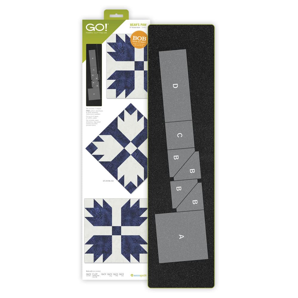 Amazon.com : AccuQuilt GO! Bear's Paw 14 Inch Finished Fabric Cutting Die  with Multiple Designs, Shapes, and Sizes for Quilt, Pillow, or Table Runner  : Arts, Crafts & Sewing