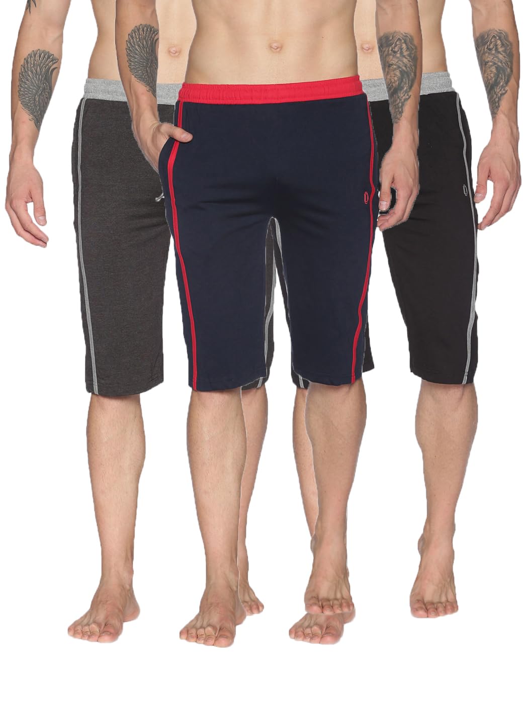 dollar Mens Casual Cotton Carpri 3/4th Shorts (Pack of 3)-picture-25