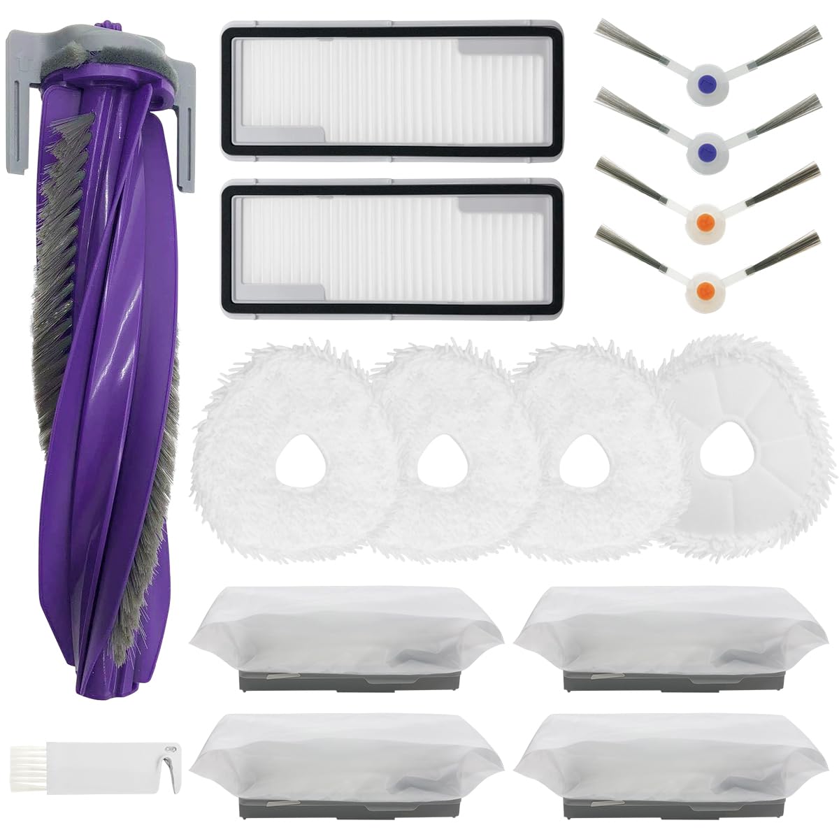 HomeTimes Ersatzteile für Narwal Freo X Ultra Saugroboter Zubehör mit 1 Gummibürsten 2 HEPA-Filter 4 Mop-Pads 4 Seitenbürsten 4 Staubbeutel