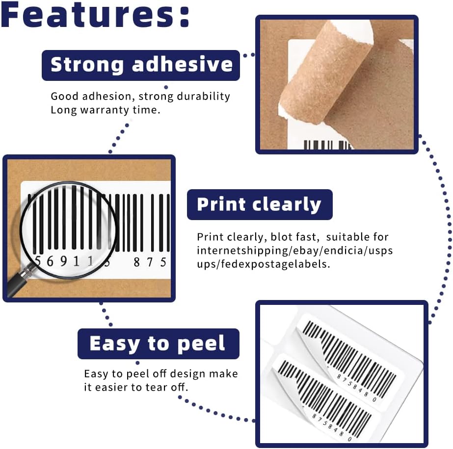 POLYSELLS Self Adhesive 2"x4" Address Shipping Labels, 10UP White Sticker FBA Labels, Inkjet/Laser Printer Compatible, 10 Labels/Sheet, 250 Sheets/2500 Labels