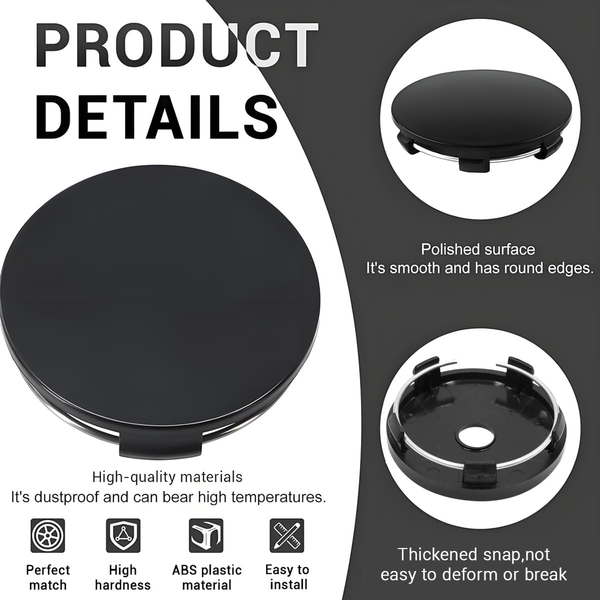 Jetstream 4 Pièces Cache Moyeu 60mm, Enjoliveurs Centre de Roue de Voiture, Les Accessoires de Roue sont Utilisés pour Les Jantes de Voiture - 4