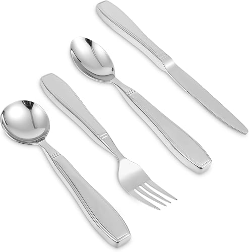 Miniatura 9 de 4 Pcs Weighted Silverware 304 Stainless Steel Weighted Utensil Set with Ergonomic Design for Elderly and People with Shaking Hands