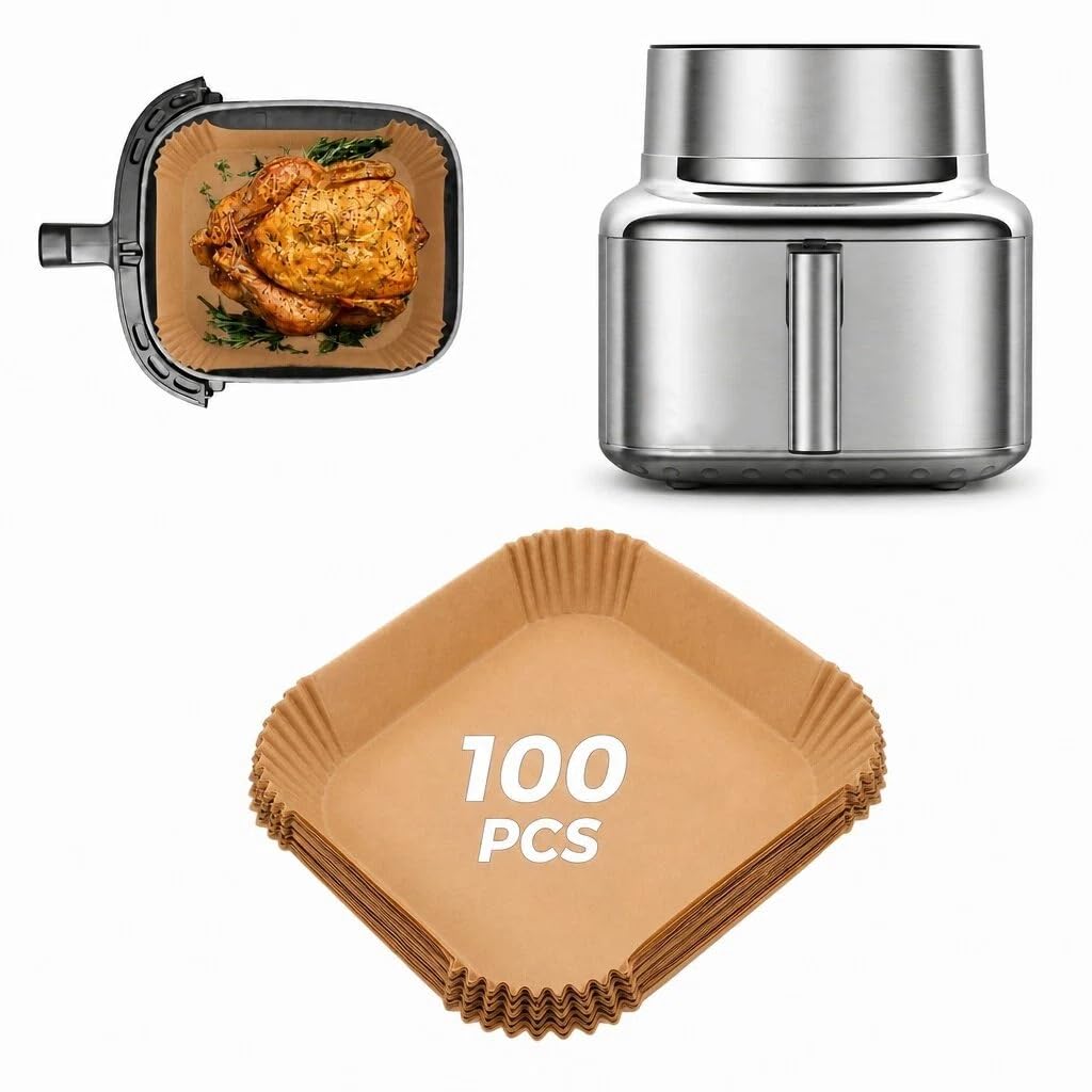 100 Pieces Air Fryer Paper Accessories For Cosori Iconic Single 7-in-1 6.2L, 20 x 20 cm Disposable Non-stick Square Oven Paper For Kitchen For Cosori Airfryer CAF-SE601S-CEU