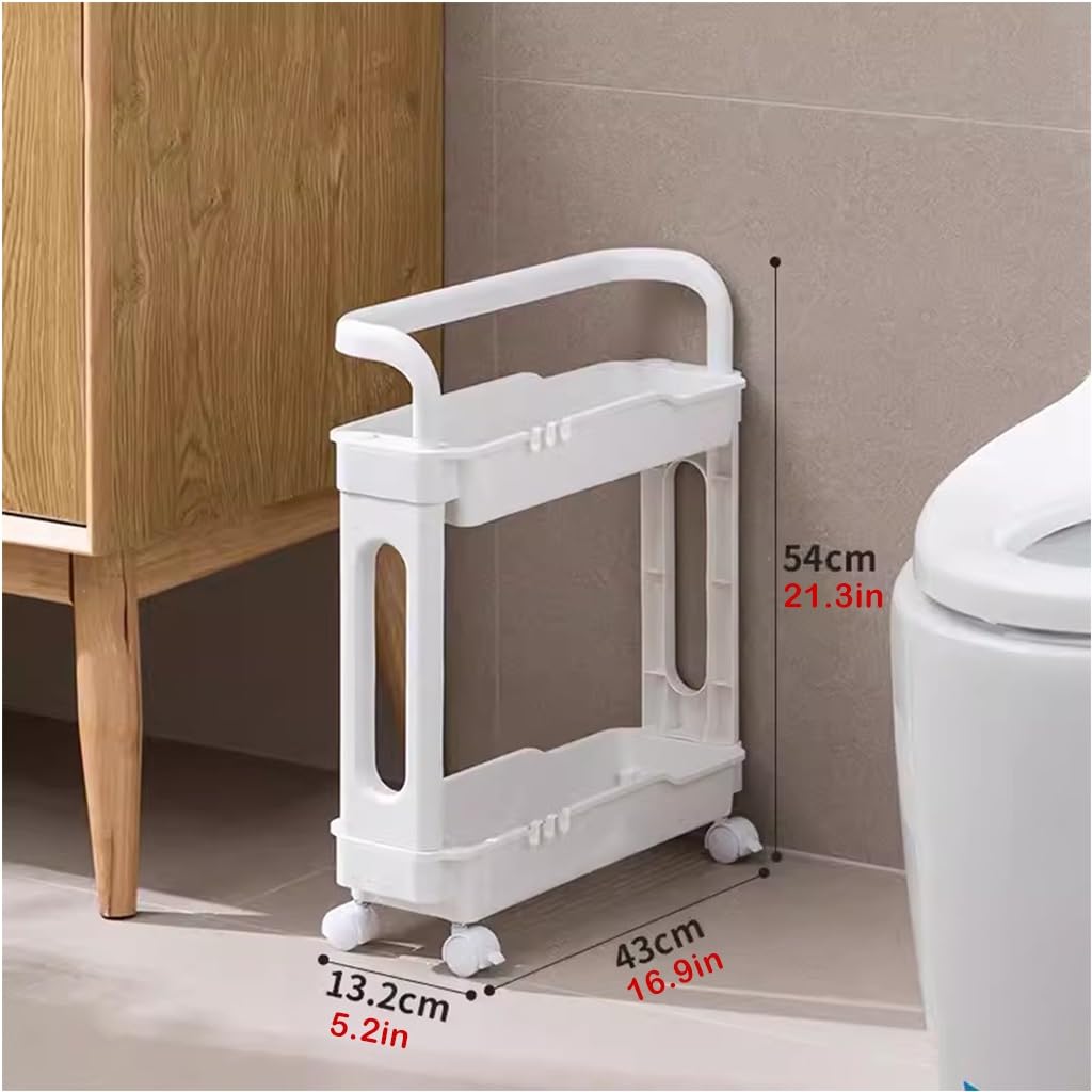 Carrello da cucina a 2 ripiani bianco – Scaffale salvaspazio per ufficio, bagno, camera da letto e ingresso – Versatile portaoggetti su ruote