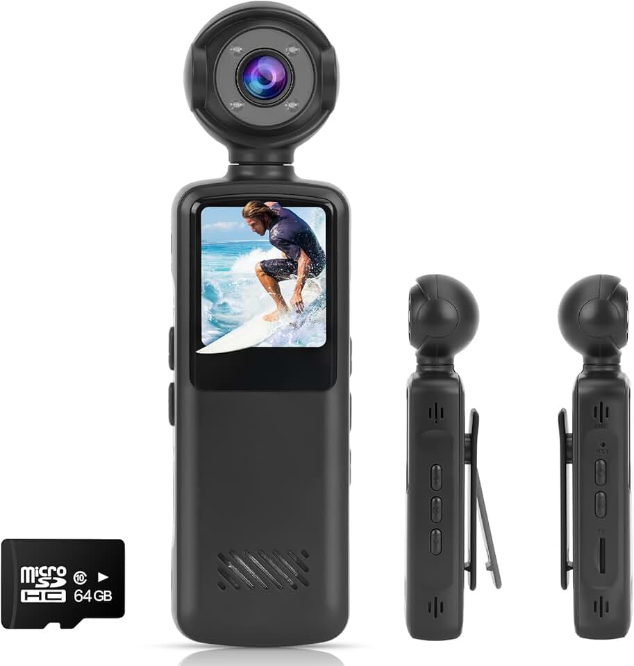 Mini Câmera Portátil, Câmera de Ação HD 1080P de Bolso 180 ° Câmera Esportiva Wifi Rotativa para Esportes Ao Ar Livre, Ciclismo