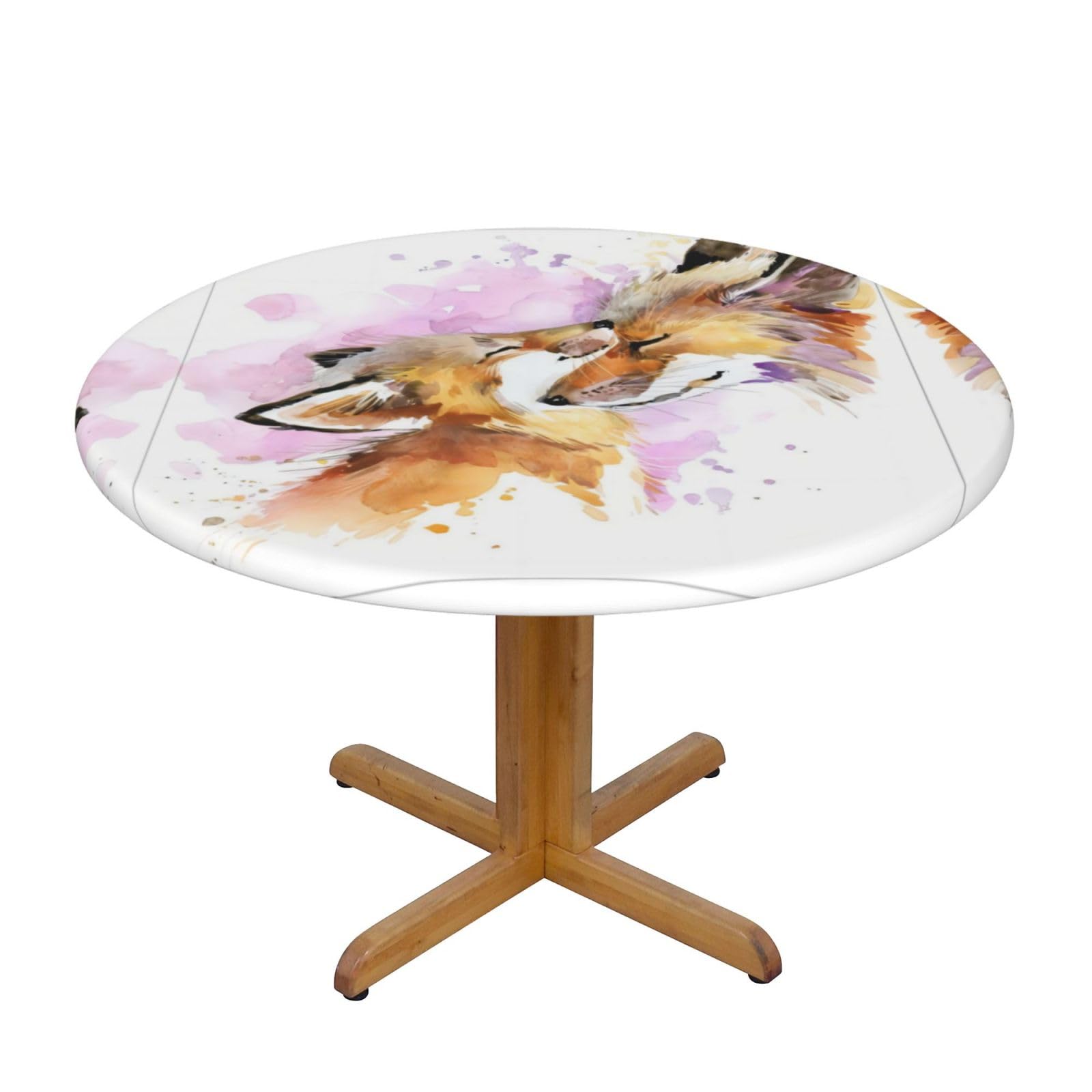 ZQYTGFDC mom and baby fox S Decorative Round Tablecloth Waterproof Anti Stain Oil Proof Size for 40 50 inch