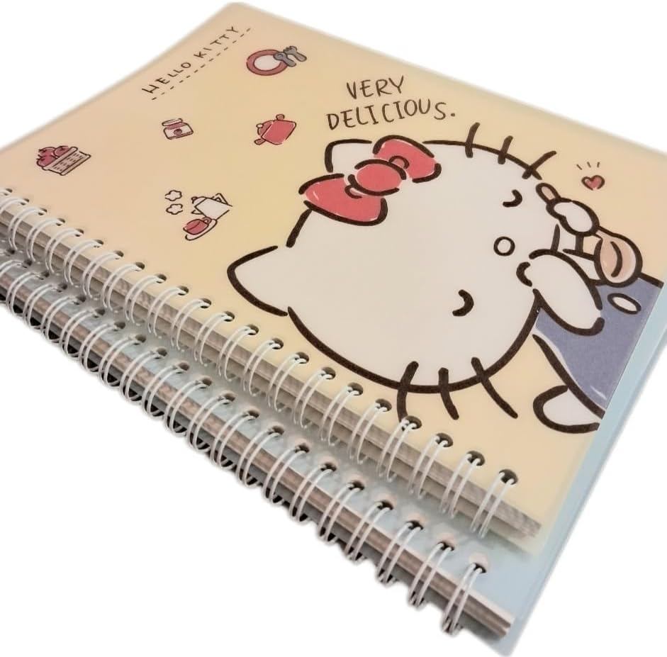 1 Pack, A5 Cute Kitty 7mm Lined Plastic Hardcover Spiral Notebook 5.7 x 8.2 Inches, 80 Sheets (Yellow) - Image 3
