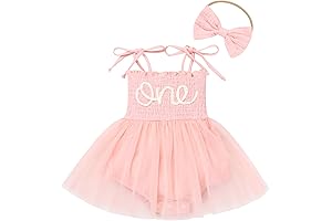 Exclusive Baby Girl's 1st Birthday Outfit Spaghetti Strap Romper Tutu Dress Headband