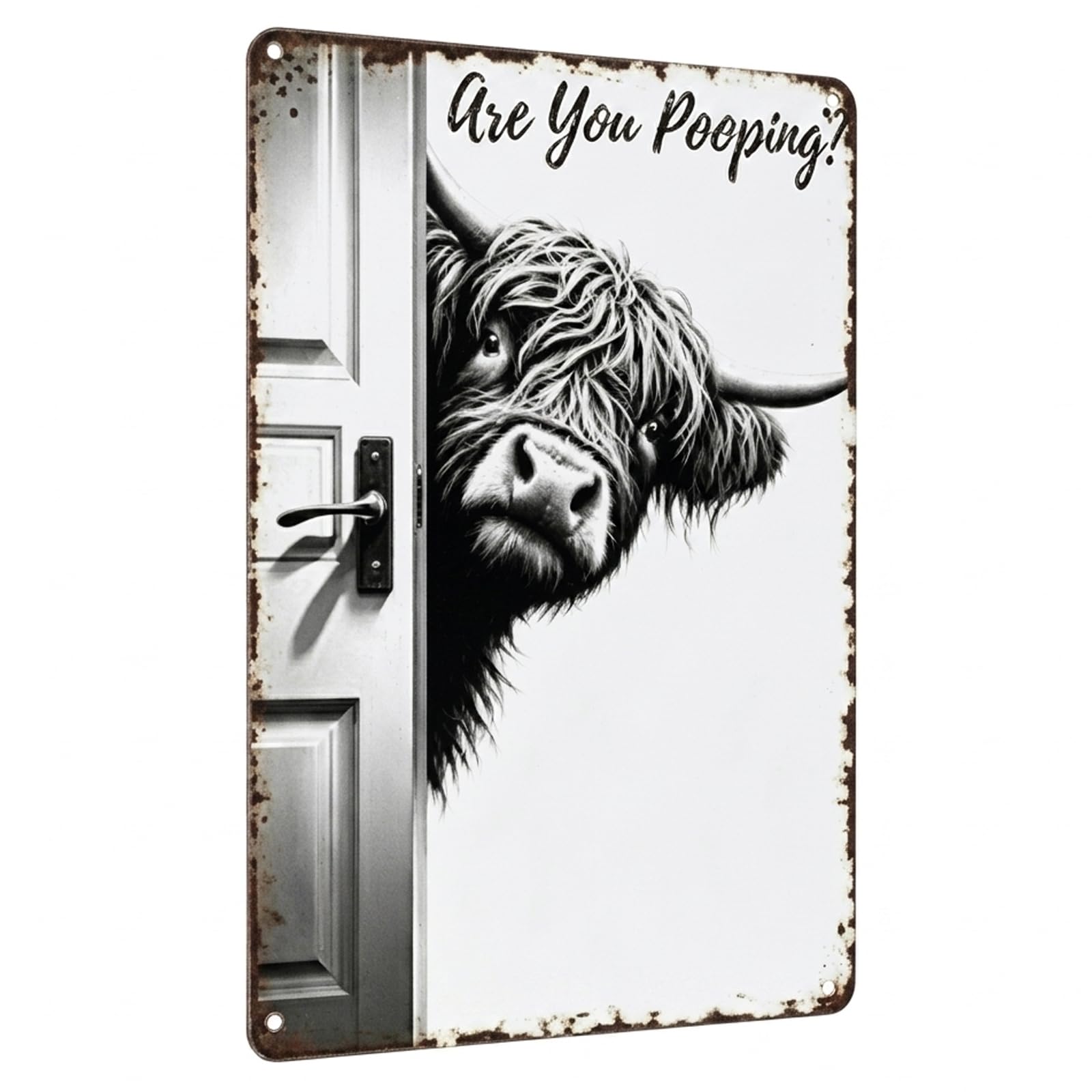Are You Pooping Sign, Highland Cow Wall Sign for Bathroom, Funny Toilet Signs for Home Decor, Quirky Highland Cow Wall Art