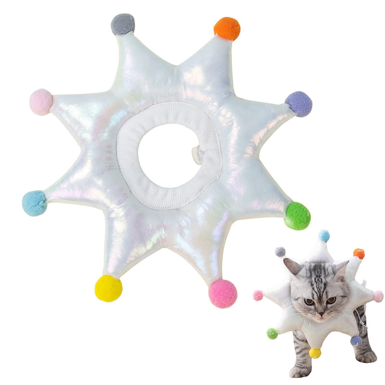 Collar de Recuperación para Mascotas, Cono de Cuello Isabelino Ajustable, Suave Collar Isabelino Gato Perro, para Que Los Gatos y Perros(Plata)