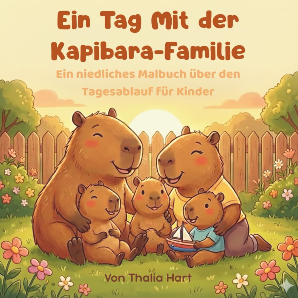 Ein Tag Mit der Kapibara-Familie: Ein niedliches Malbuch über den Tagesablauf für Kinder