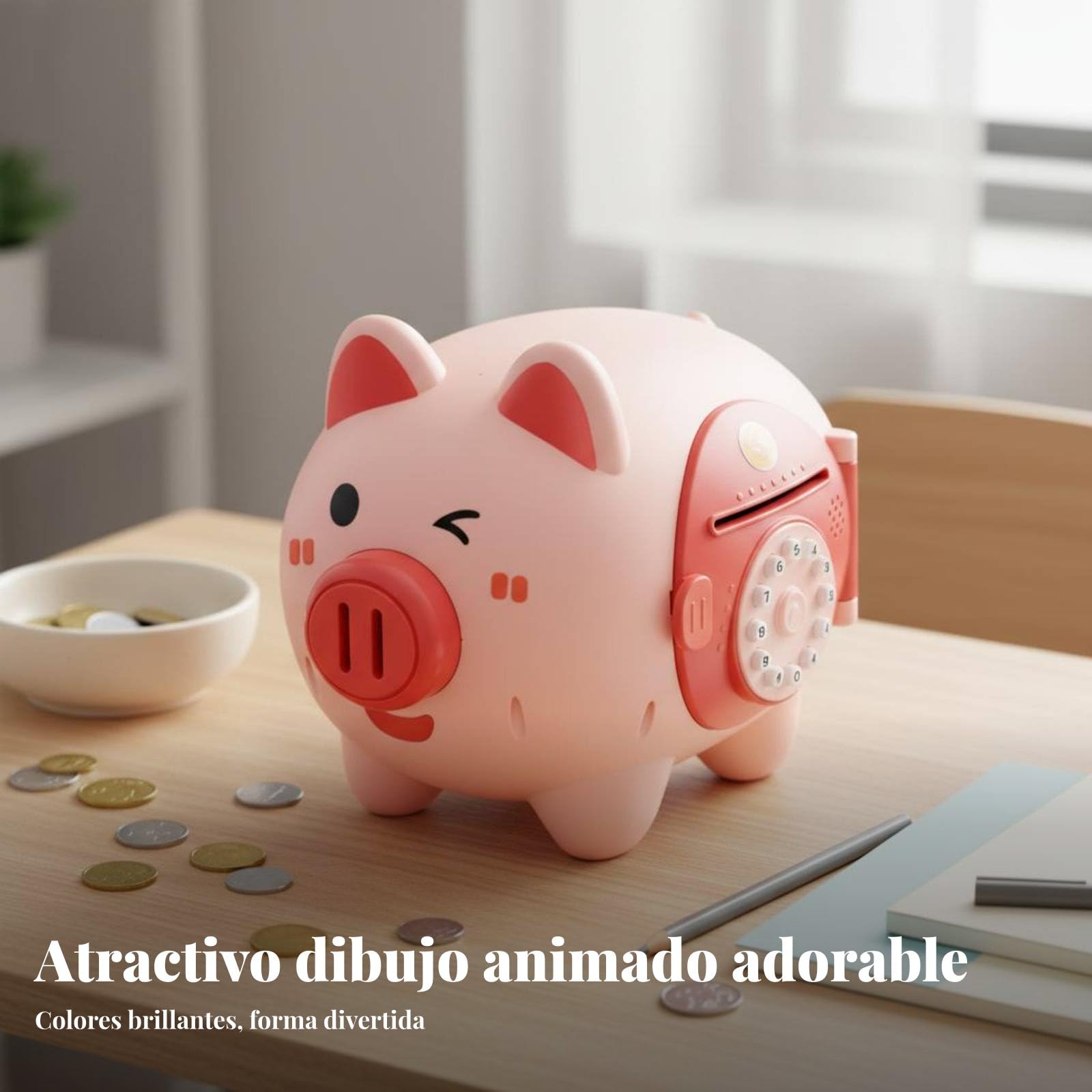 Tirelire Électronique Enfant Tirelire Cochon Coffre Économies Boîte à Argent Coffre à Code avec Entrée Automatique des Billets et Effets Sonores, Jaune