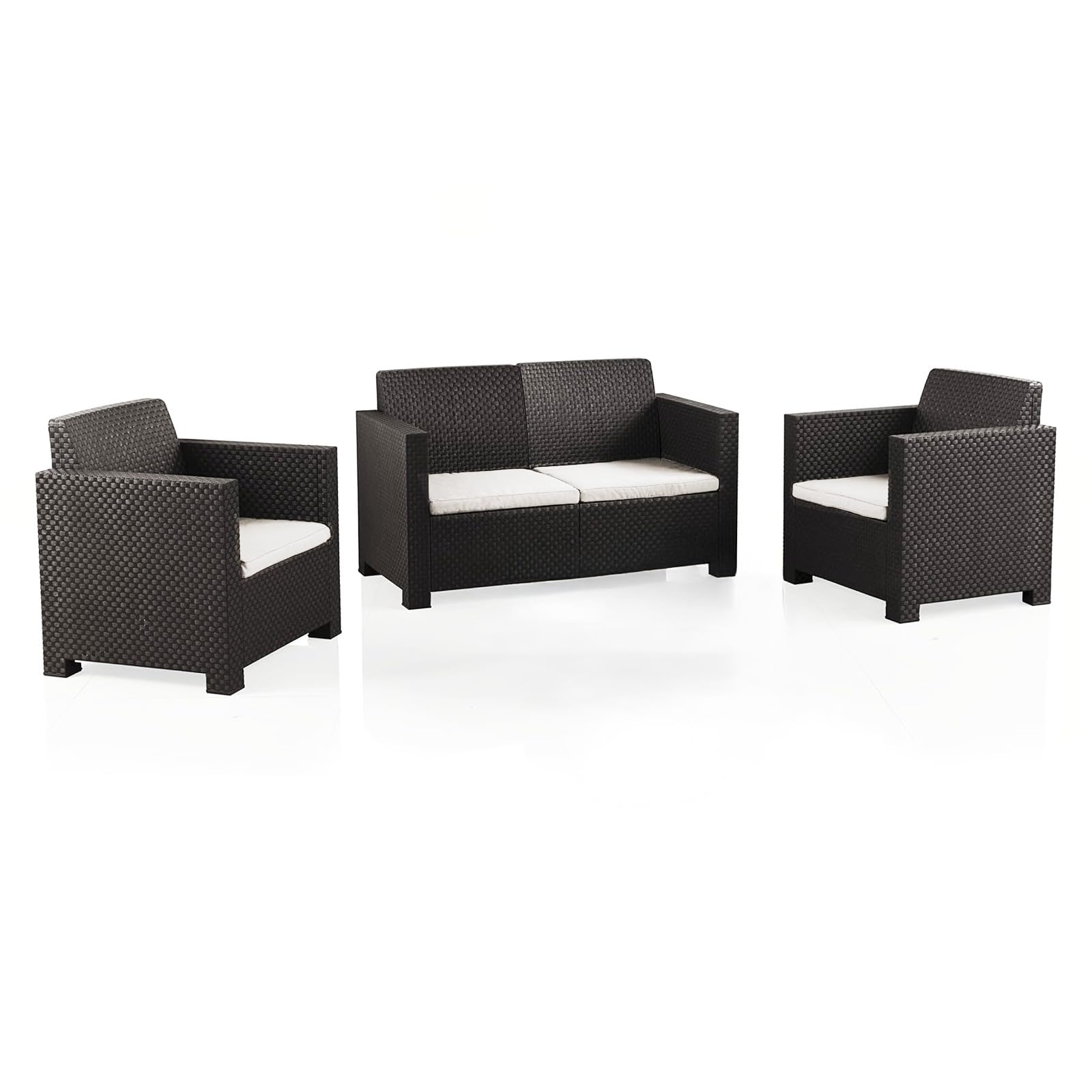 PARAMAISON Set di 4 Cuscini da Esterno per Salottino in Rattan, Sfoderabile Imbottito | 58x51x5cm Beige