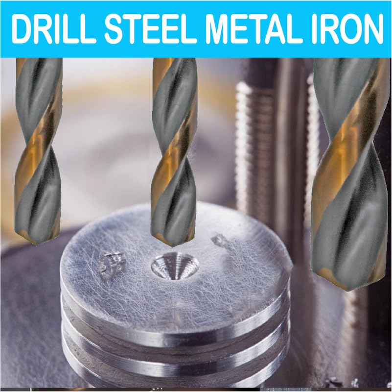 Hss Drill Bit Set 5Pcs 31/64 in. Parabolic Flute Golden/Black Jobber Twist Drill Metal Steel