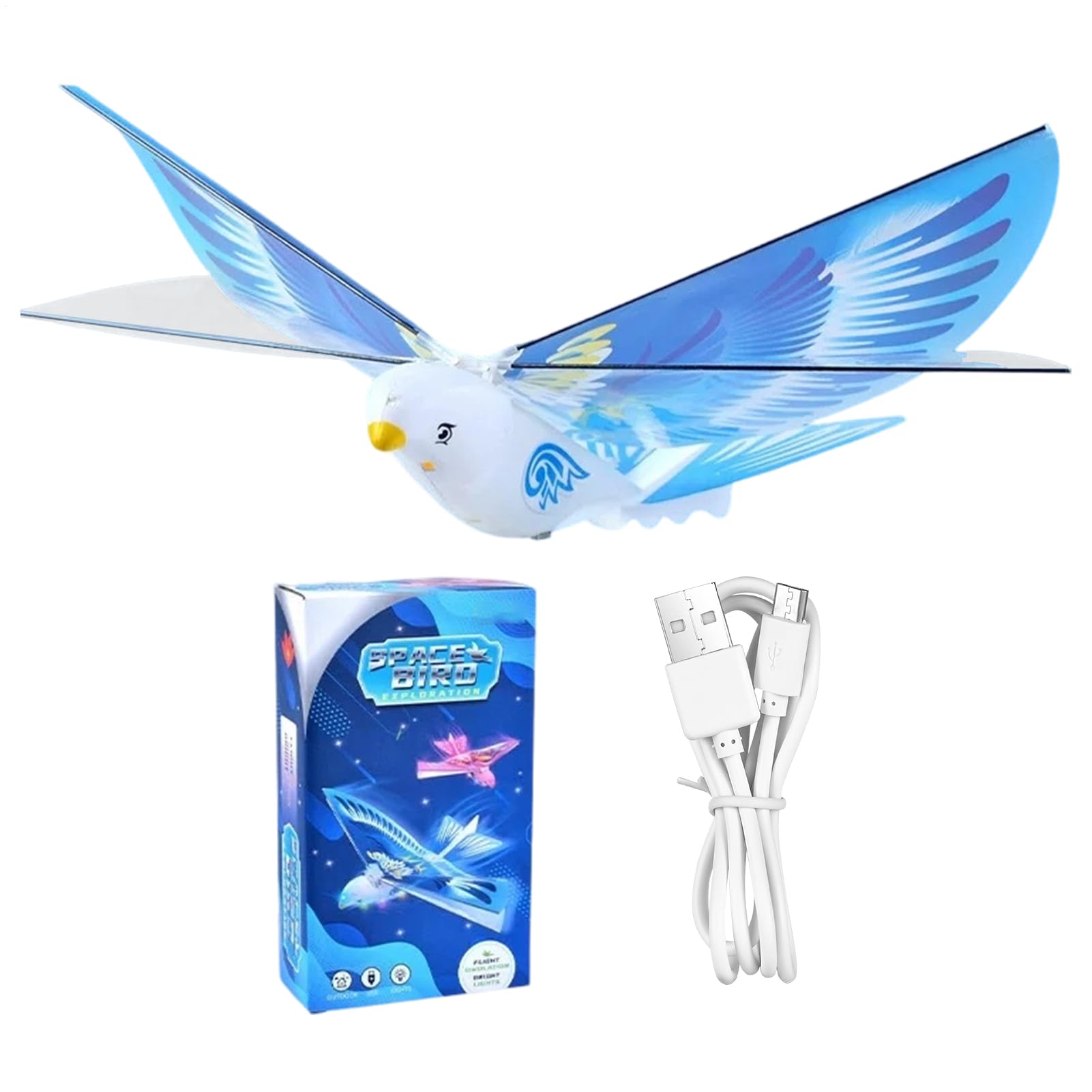 Flying Bird Toy - Realistic Electronic Figurine Game, Rechargeable Robot Plaything | Indoor & Outdoor Flying Bird for Kids for Kids Teens Family Gathering Outdoor Garden Park Backyard — view 9