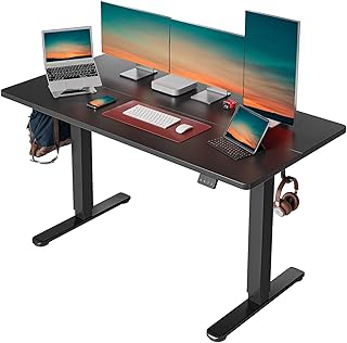 Cubiker Standing Desk, Stand up Height Adjustable Home Office Electric, 60 x 24 Inch Sit Stand Desk with Splice Board, Black Desktop