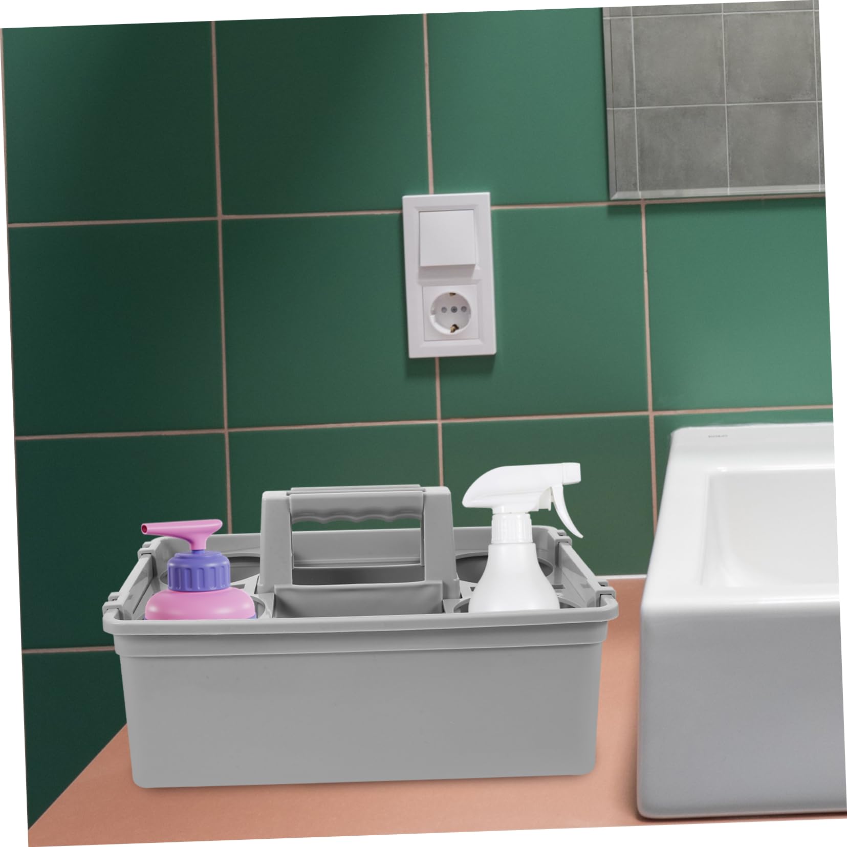 Limpieza Separados Transporte y Cómodo Ergonómica Hogar Asa para Organizador Productos de Cesta Portátil de Plástico Compartimentos en