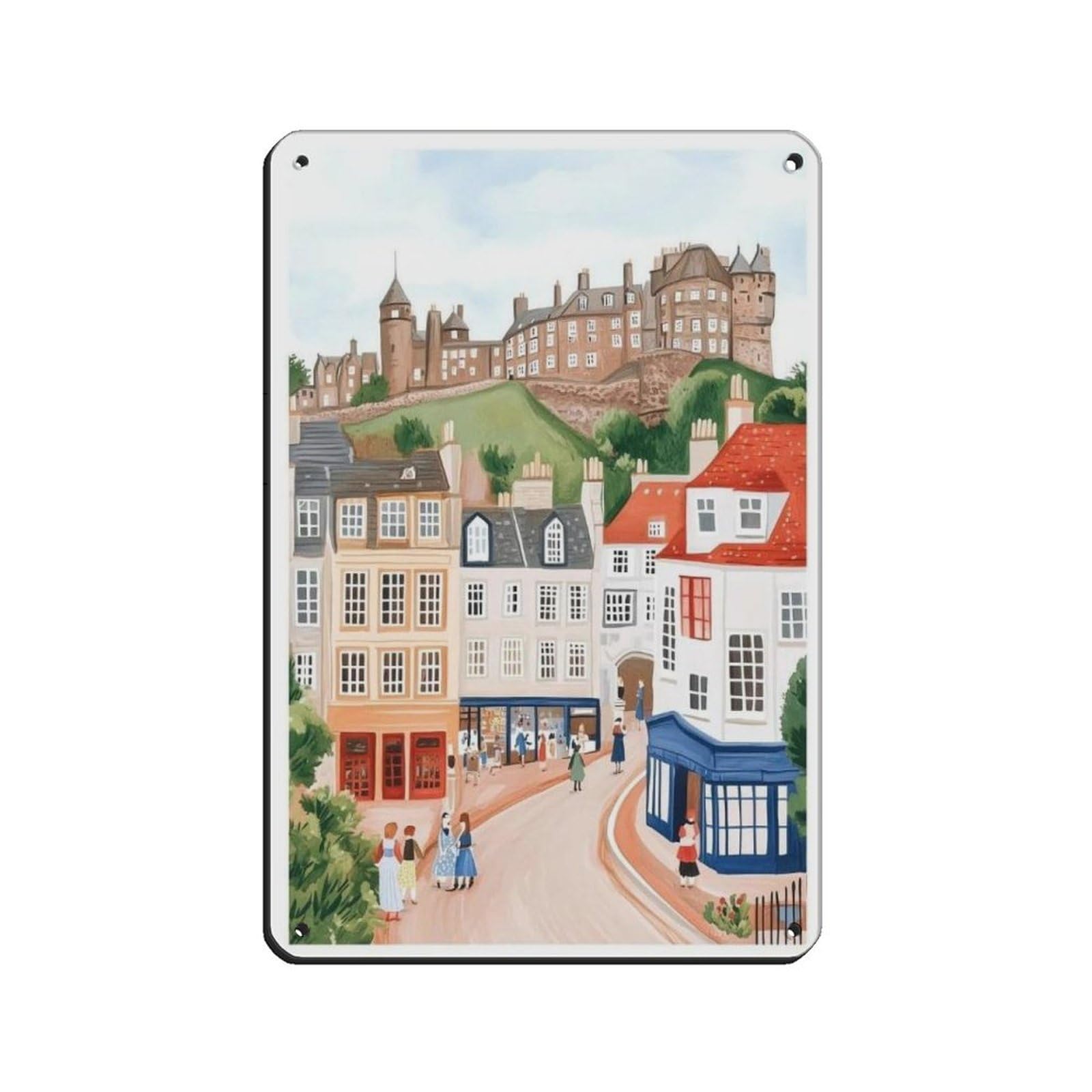 Lxwnze 20L X 30W Cm Edinburgh Poster, Edinburgh Art, Travel Poster (3) Retro Poster Metal Tin Sign Chic Art Retro Iron Painting Bar People Cave Cafe Family Garage Poster Wall Decoration 8X12inch(20X30cm)