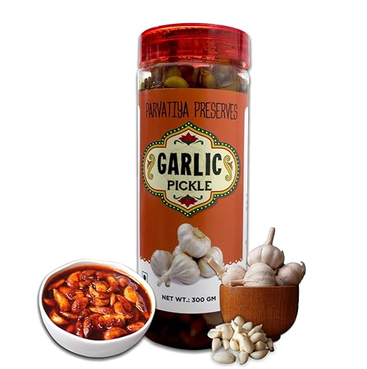 Garlic Pickles, 300 gm, Handcrafted with Zero Preservatives, No Artificial Colors and Flavors