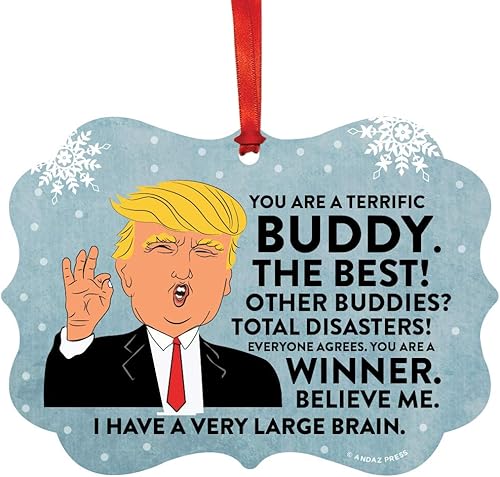 Miniatura 51 de Andaz Press Divertido presidente Donald Trump Fancy Frame Recuerdo Adorno de Navidad Regalo de mordaza, Perra fantástica, 1 paquete, ideas de regalo