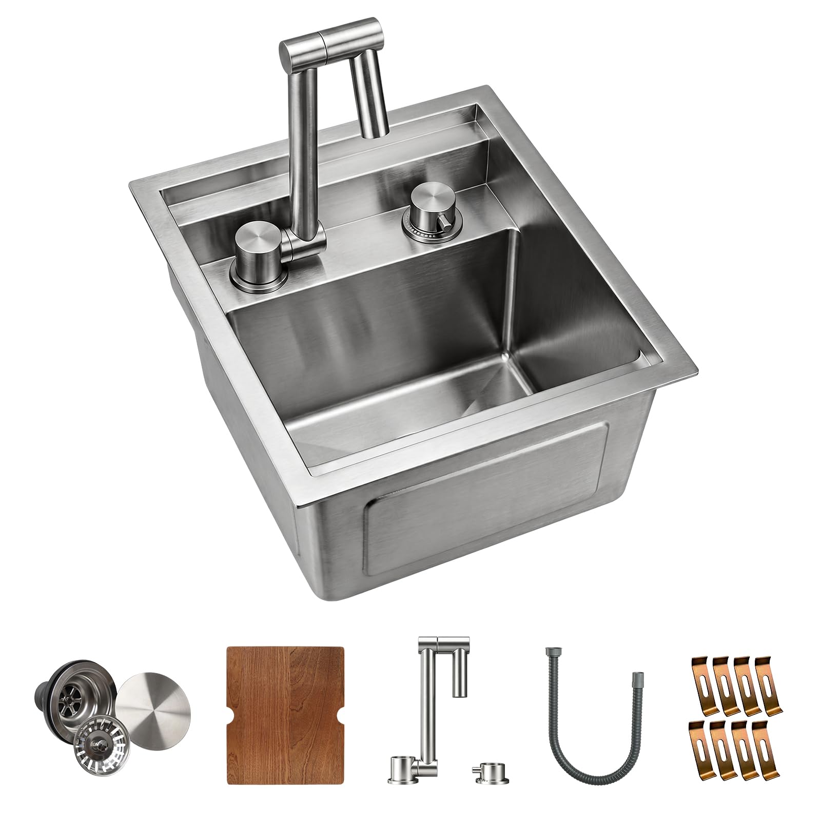 Évier de cuisine en acier inoxydable calibre 11 SANYCASA de 38cm nickel