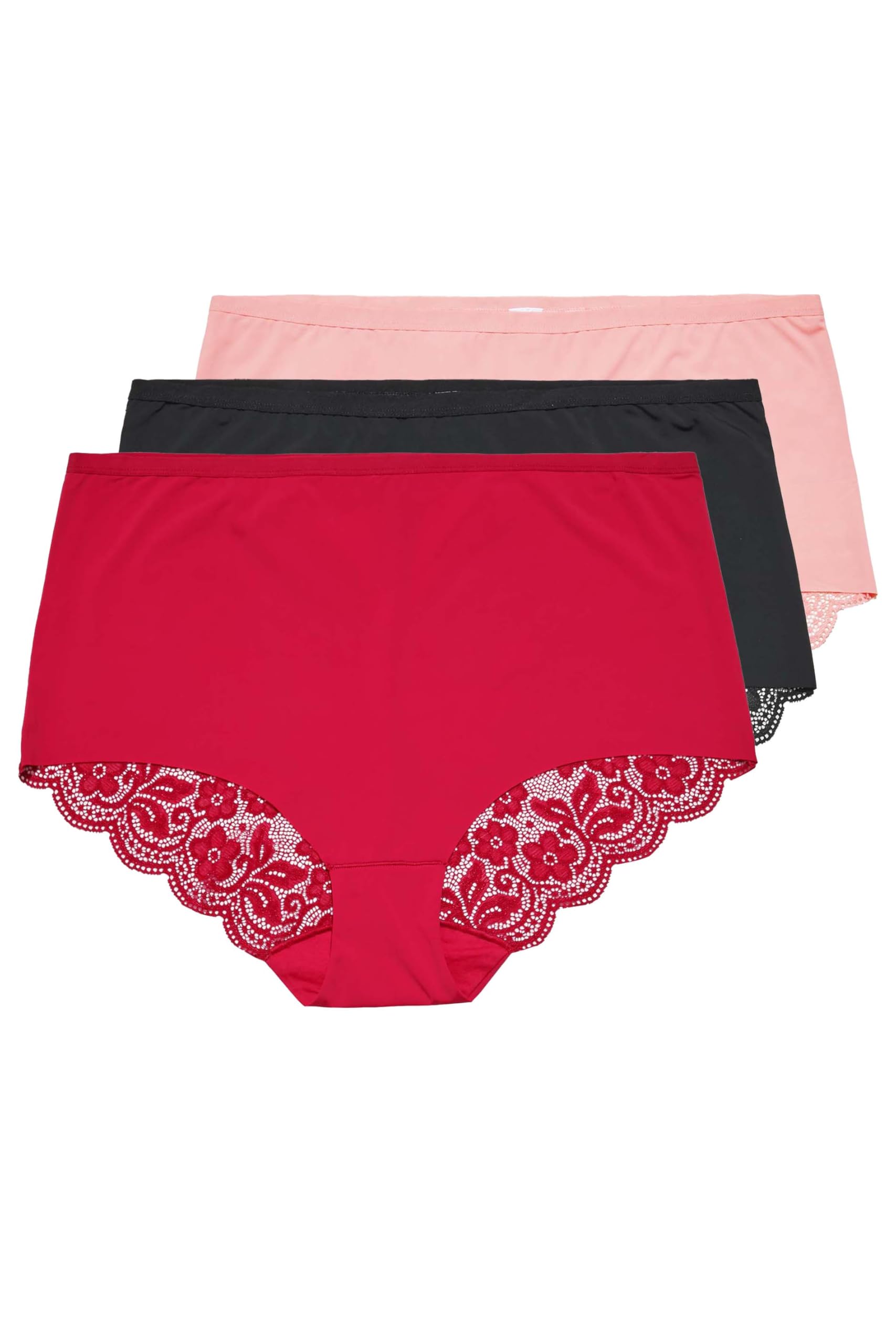Yours Women's Red 3 Pack Briefs In | Size: 22/24