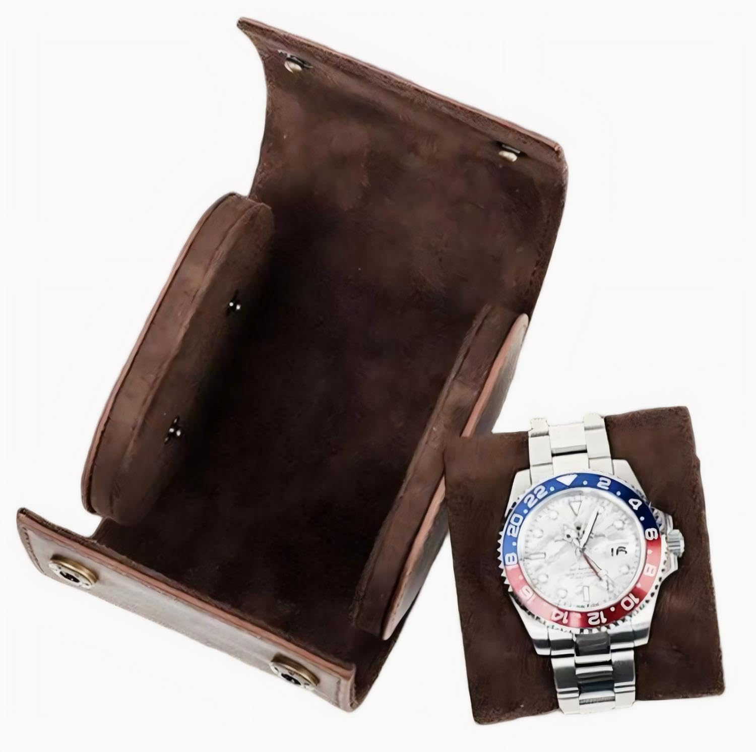 Custodia per orologio singola in vera pelle, custodia da viaggio arrotolabile per riporre gli orologi (1 slot)