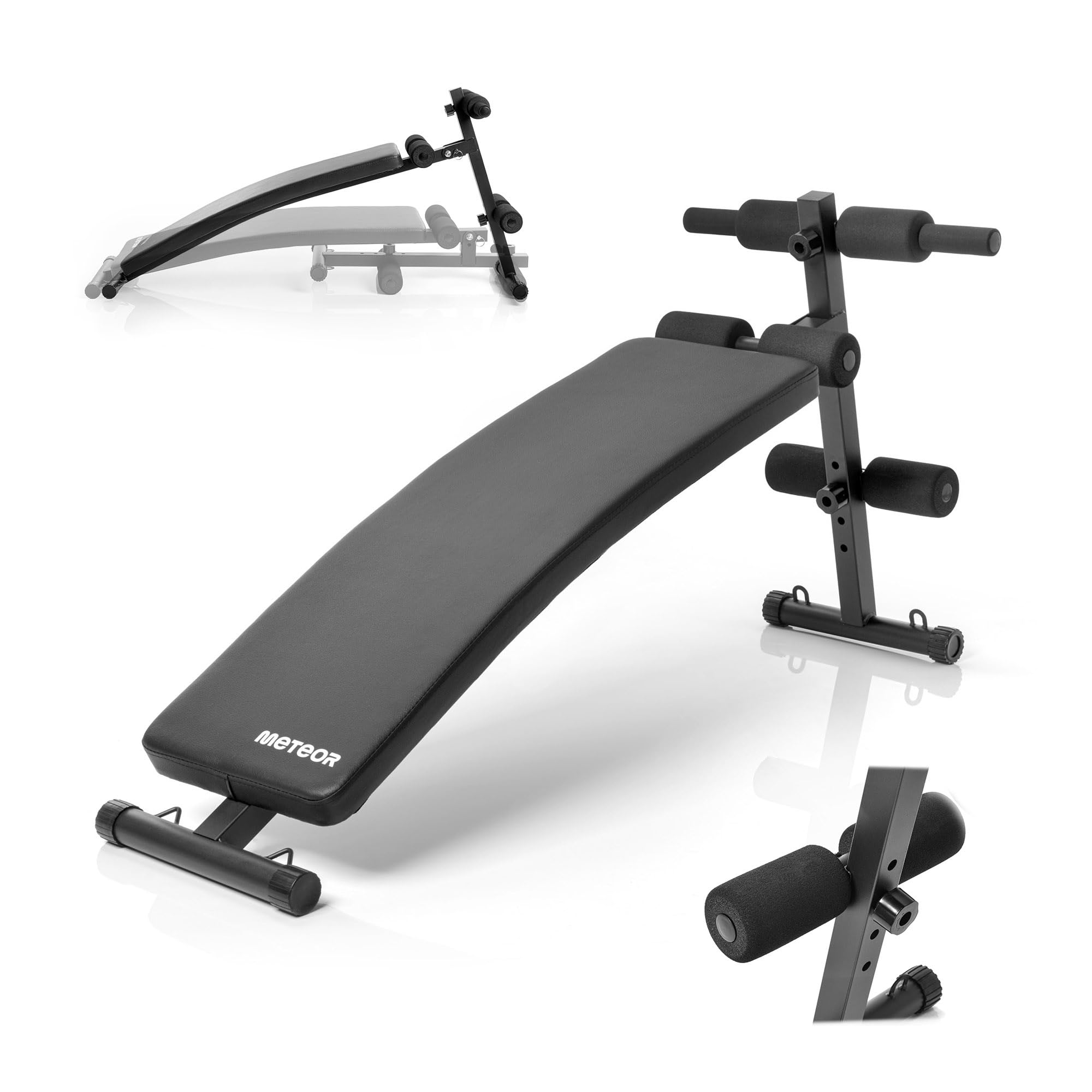 meteor Sit Up Bank klappbar Bauchtrainer Schrägbank Fitnessbank für Zuhause verstellbar platzsparend ideal für kleine Wohnungen Trainingsbank negativ Beinfixierung